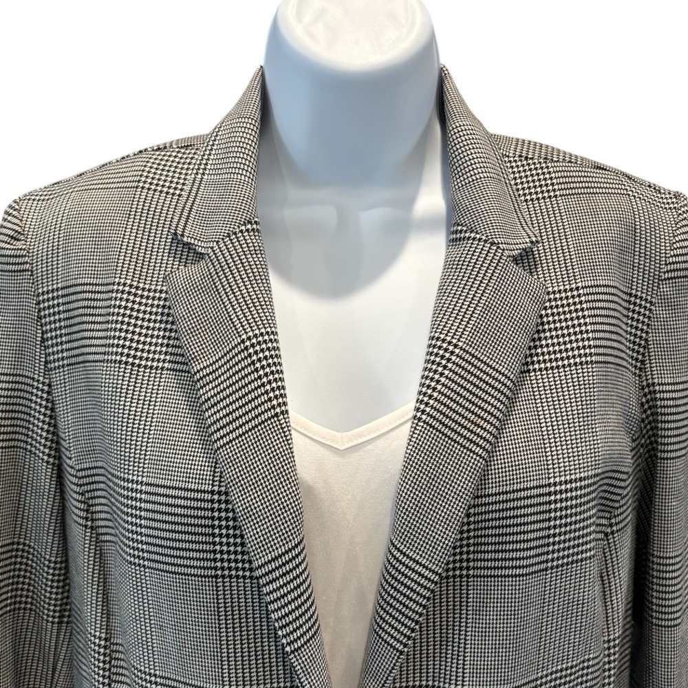 Worthington Women's Blazer Jacket Black White‎ Houndstooth Plaid Size Medium - Picture 2 of 5